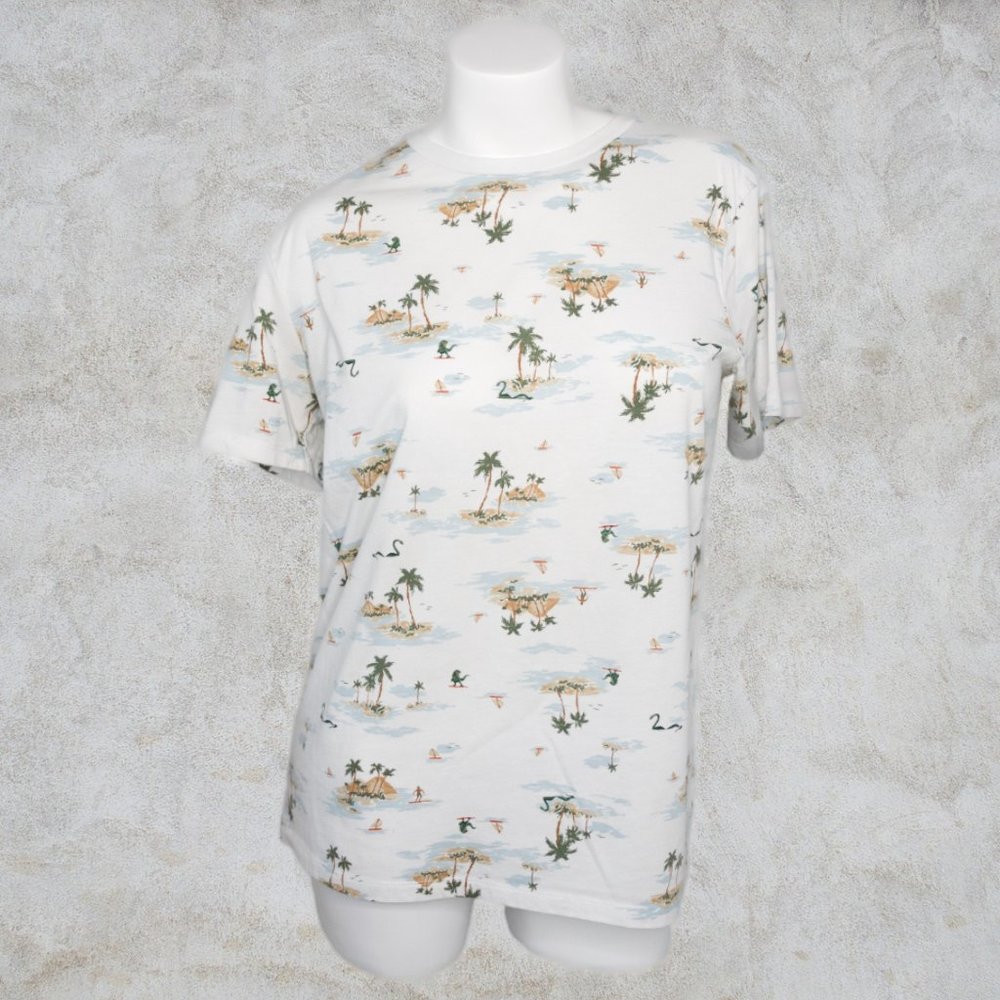 Old Navy Surfing T-Rex Dinosaur / Palm Trees T-Shirt - Kids XXL